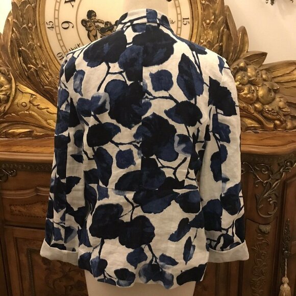 GRACE ELEMENTS. Size 4. Linen Open Front Floral Jacket. Roll-up Sleeves. B17 - Picture 5 of 6